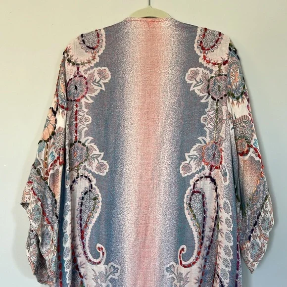 Raj Floral Embroidered Long Kimono OS - Picture 6 of 7